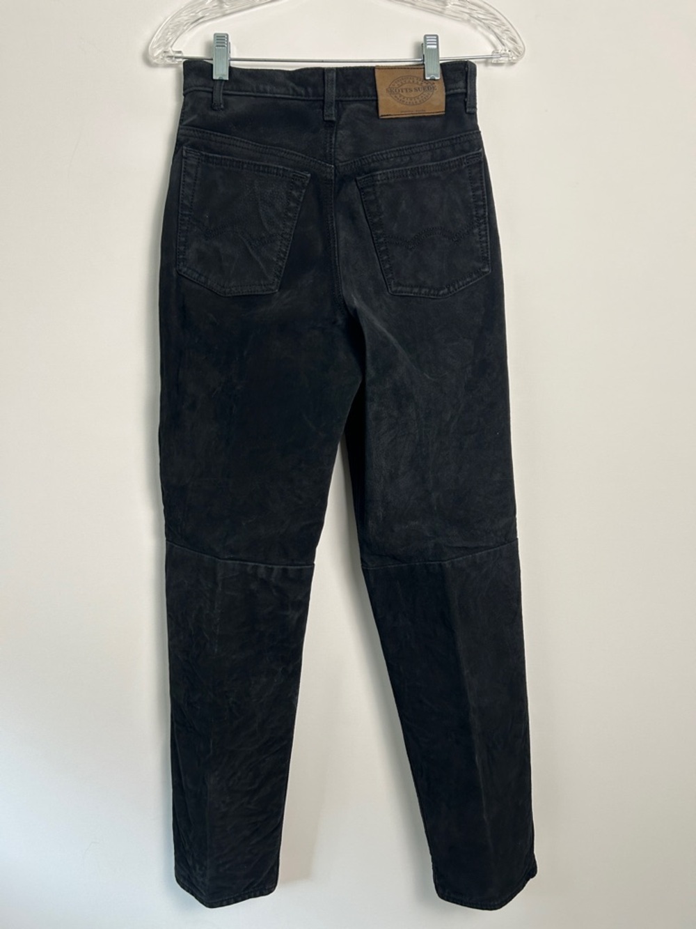 Vintage Skotts Black Suede Pants Jeans Washable High Rise Hipster Biker Size 28 - Picture 7 of 16